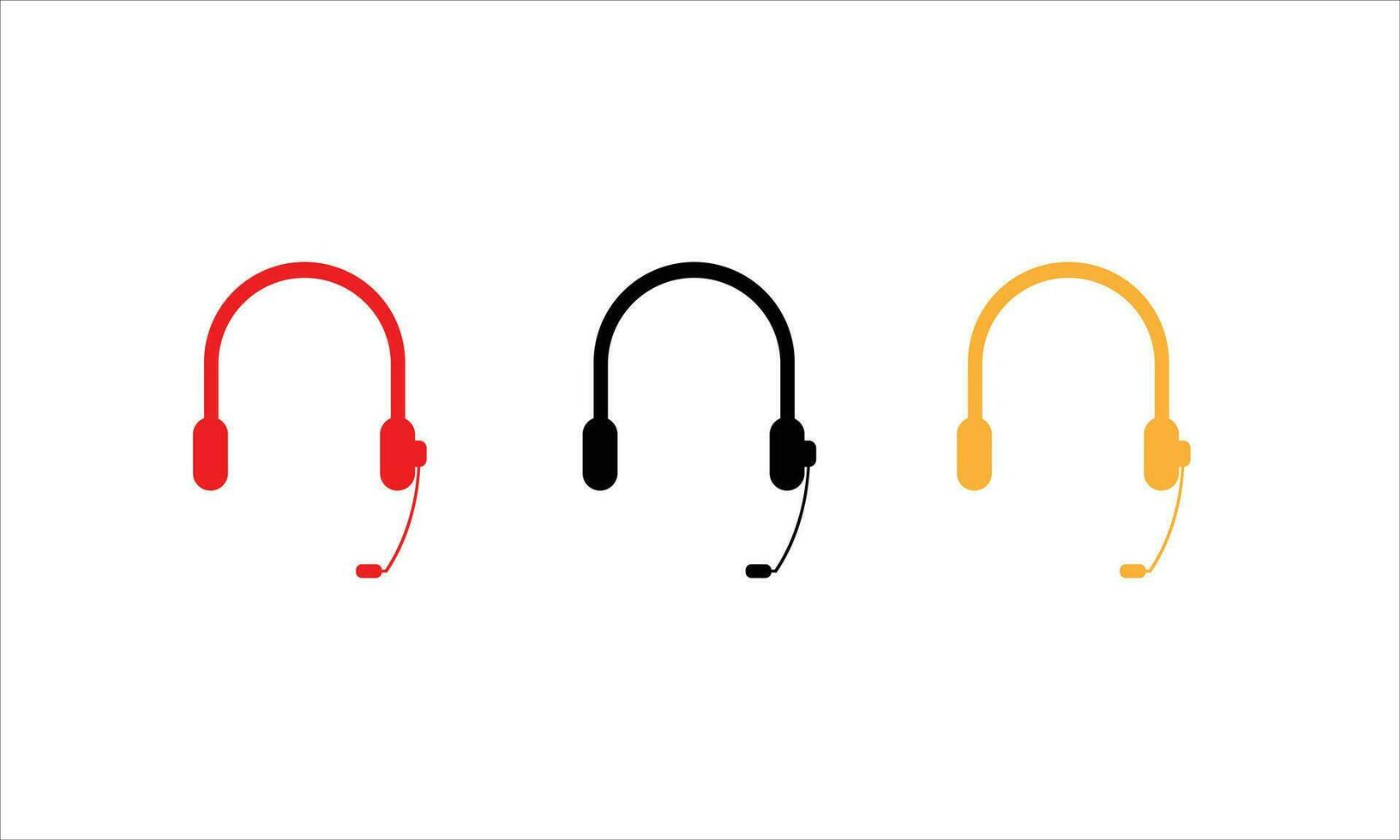 Red Black and Yellow headset with microphone vectors on white