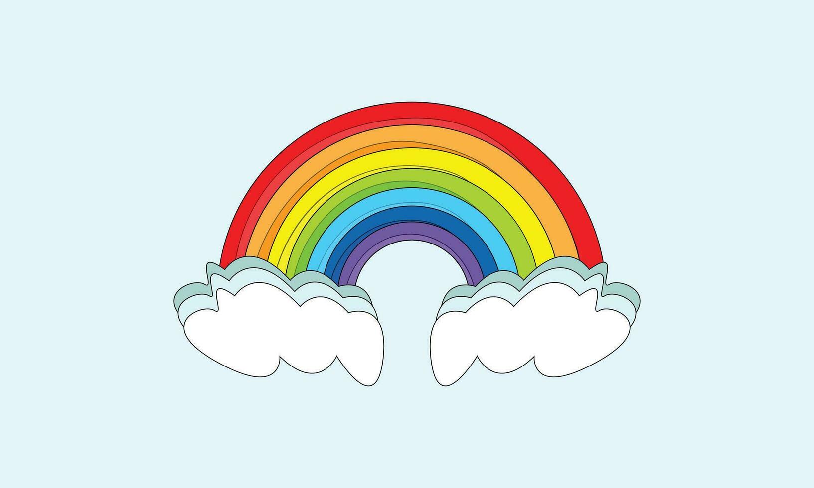 arco iris en el nubes en cielo, vistoso vector