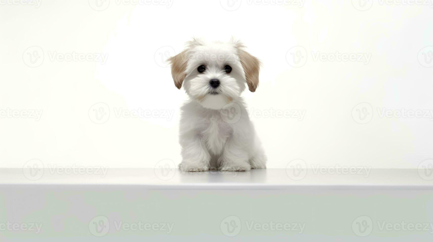 Photo of a shih tzu on white background. Generative AI