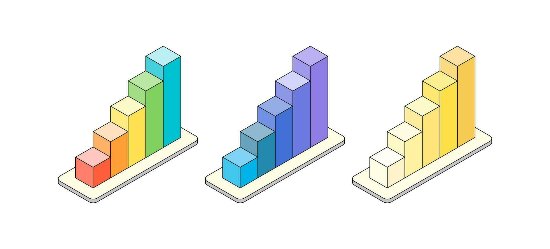 vector isometric color bar graph for showing business growth