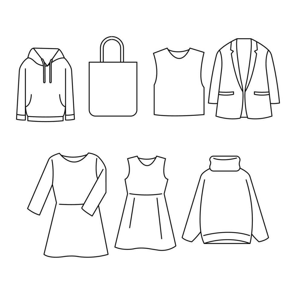 Set Of Outfit Doodle Illustration vector