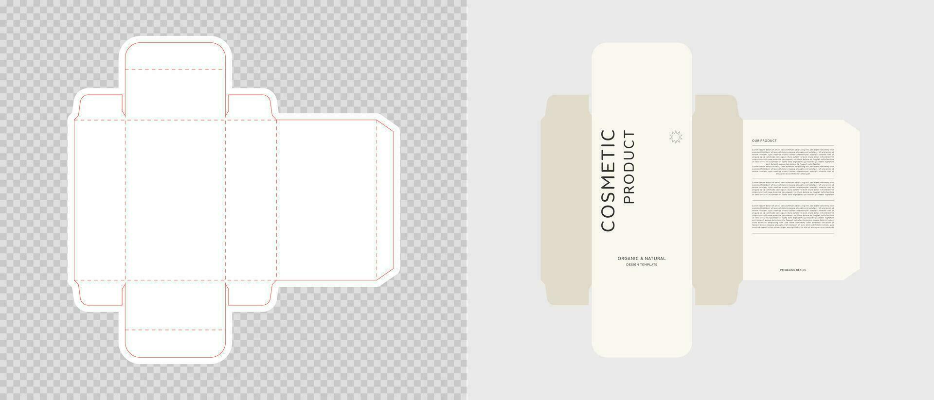 Cardboard box template. Cosmetic package box design. Vector illustration.