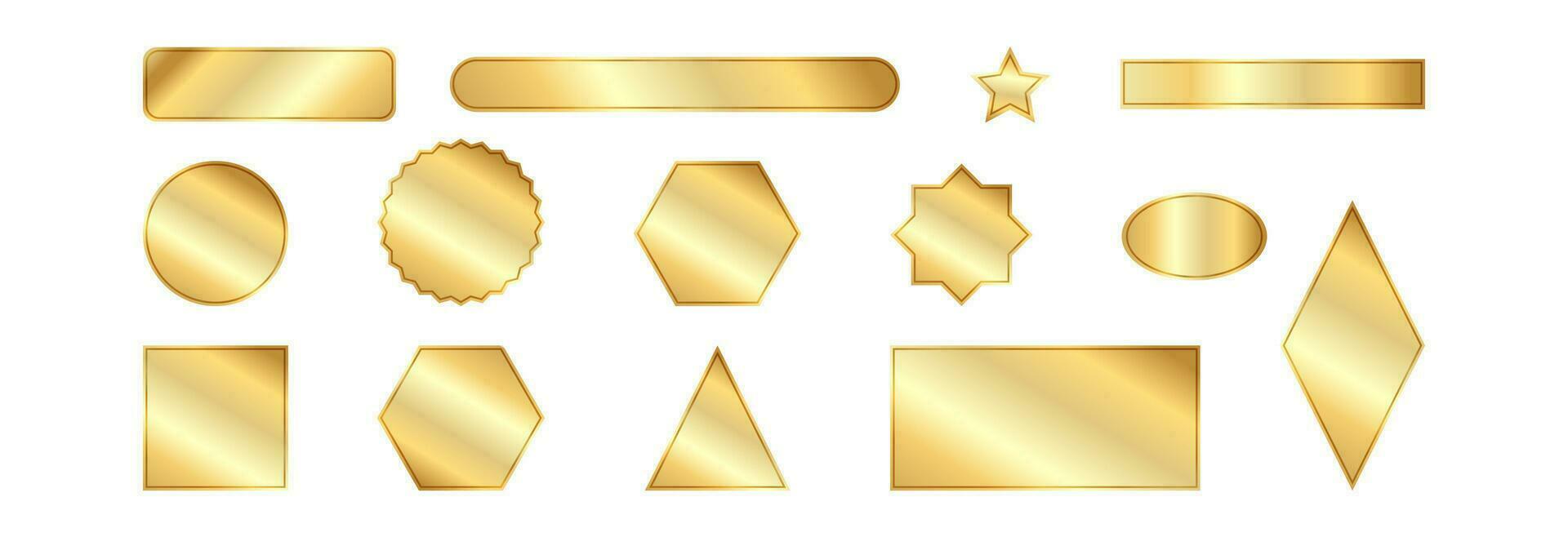 Set of golden geometric shapes. Set of different icons. vector