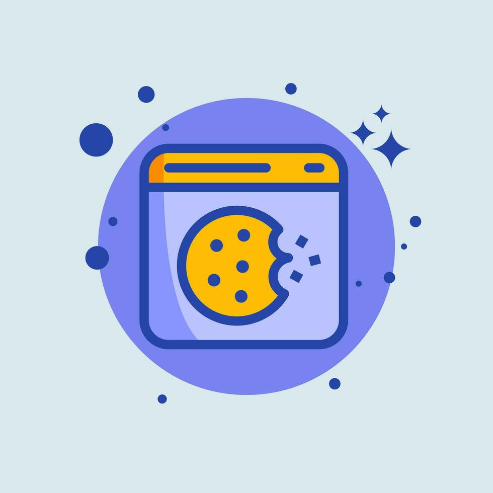 Cookie flat illustration. Web data signs vector illustration.