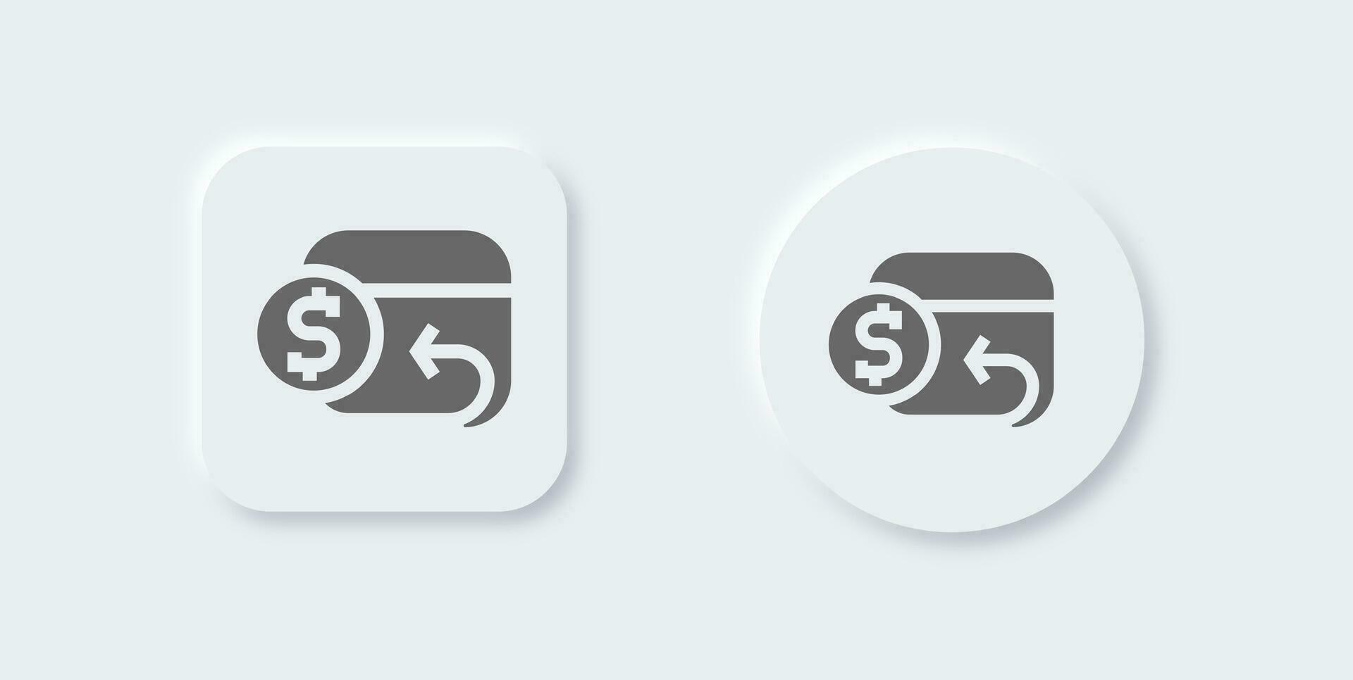 Cashback solid icon in neomorphic design style. Refund signs vector illustration.