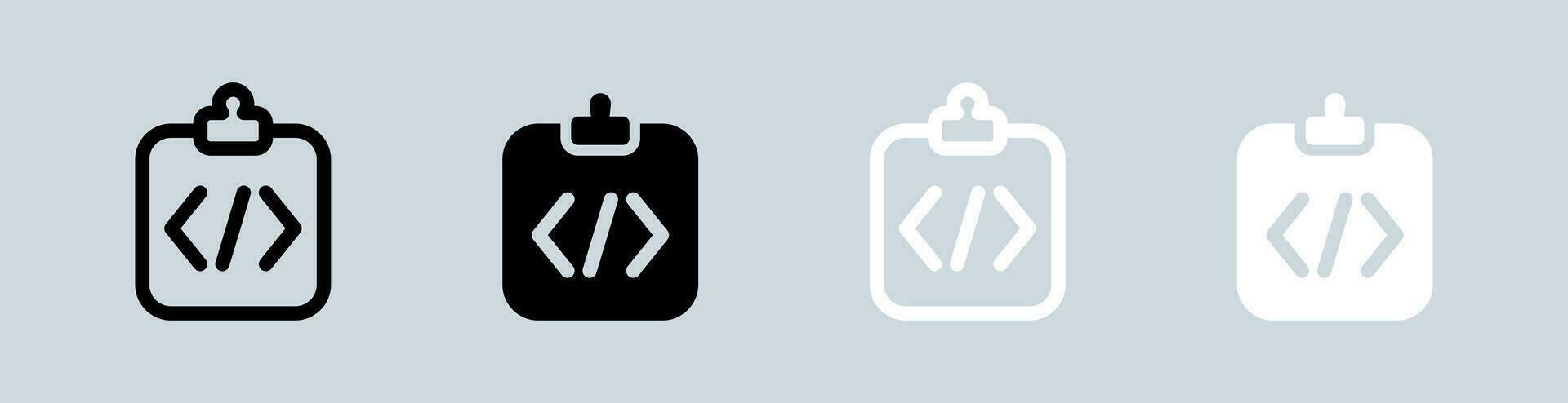 Coding icon set in black and white. Programming signs vector ...