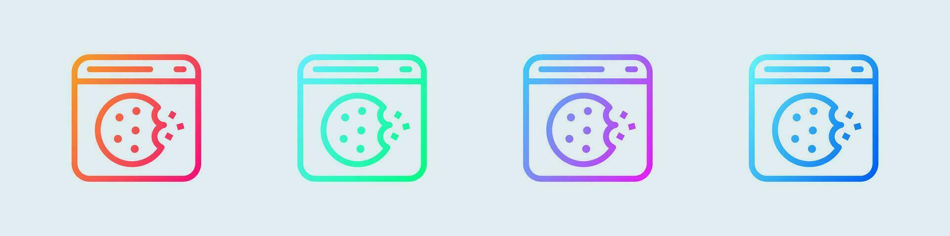 Cookie line icon in gradient colors. Web data signs vector illustration.