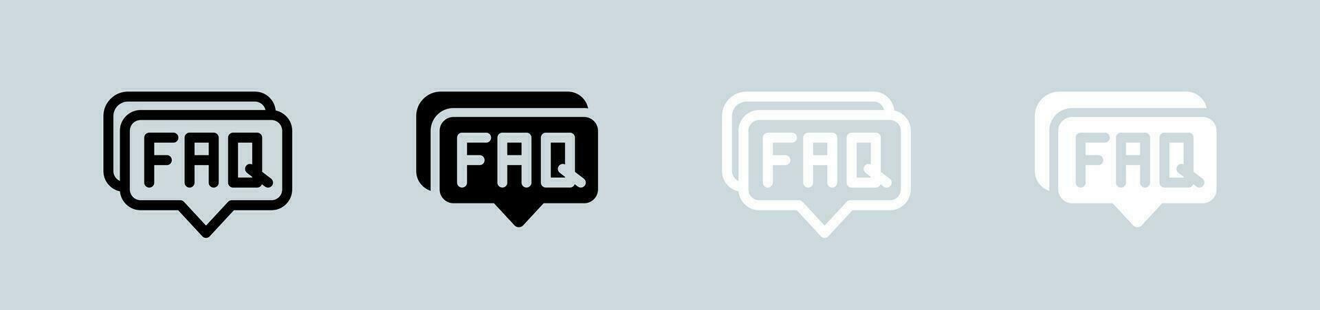 Faq icon set in black and white. Question signs vector illustration.