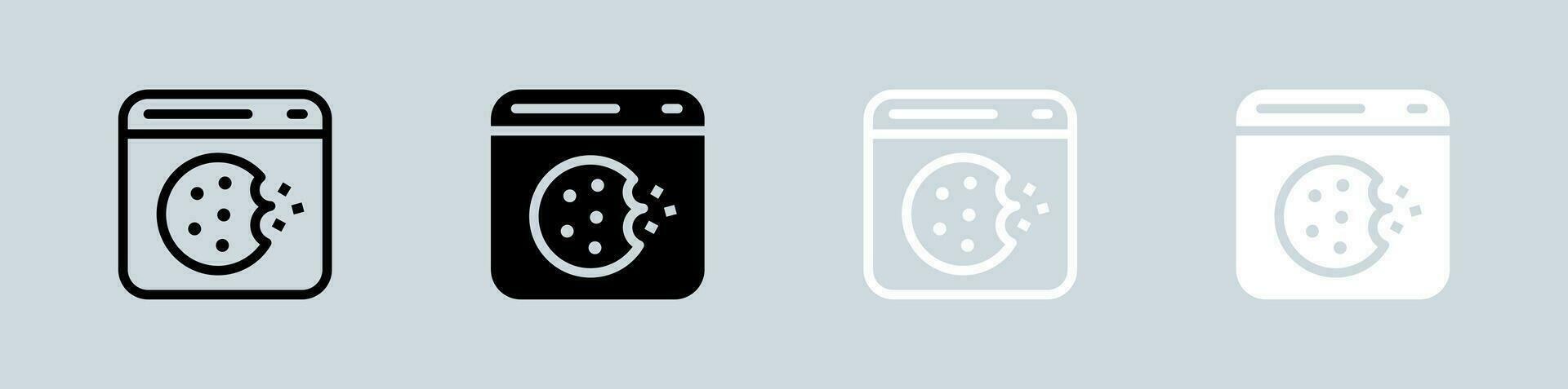 Galleta icono conjunto en negro y blanco. web datos señales vector ilustración.