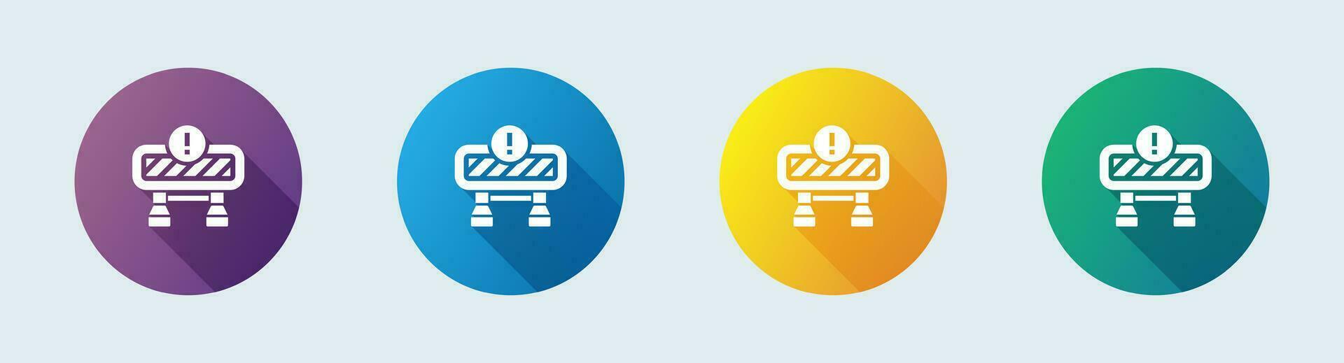 Road block solid icon in flat design style. Barrier signs vector illustration.