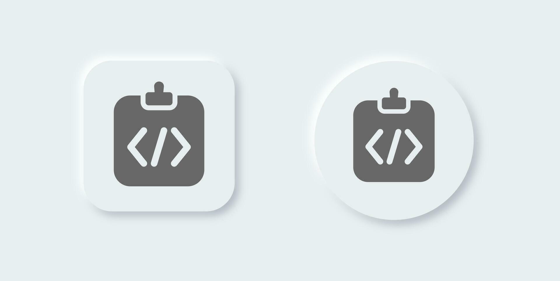 Coding solid icon in neomorphic design style. Programming signs vector ...