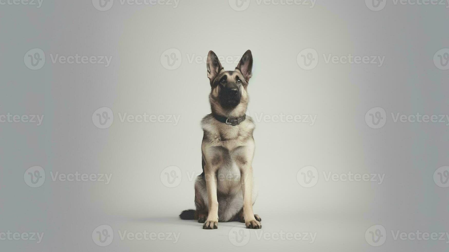 Photo of a german shepherd on white background. Generative AI