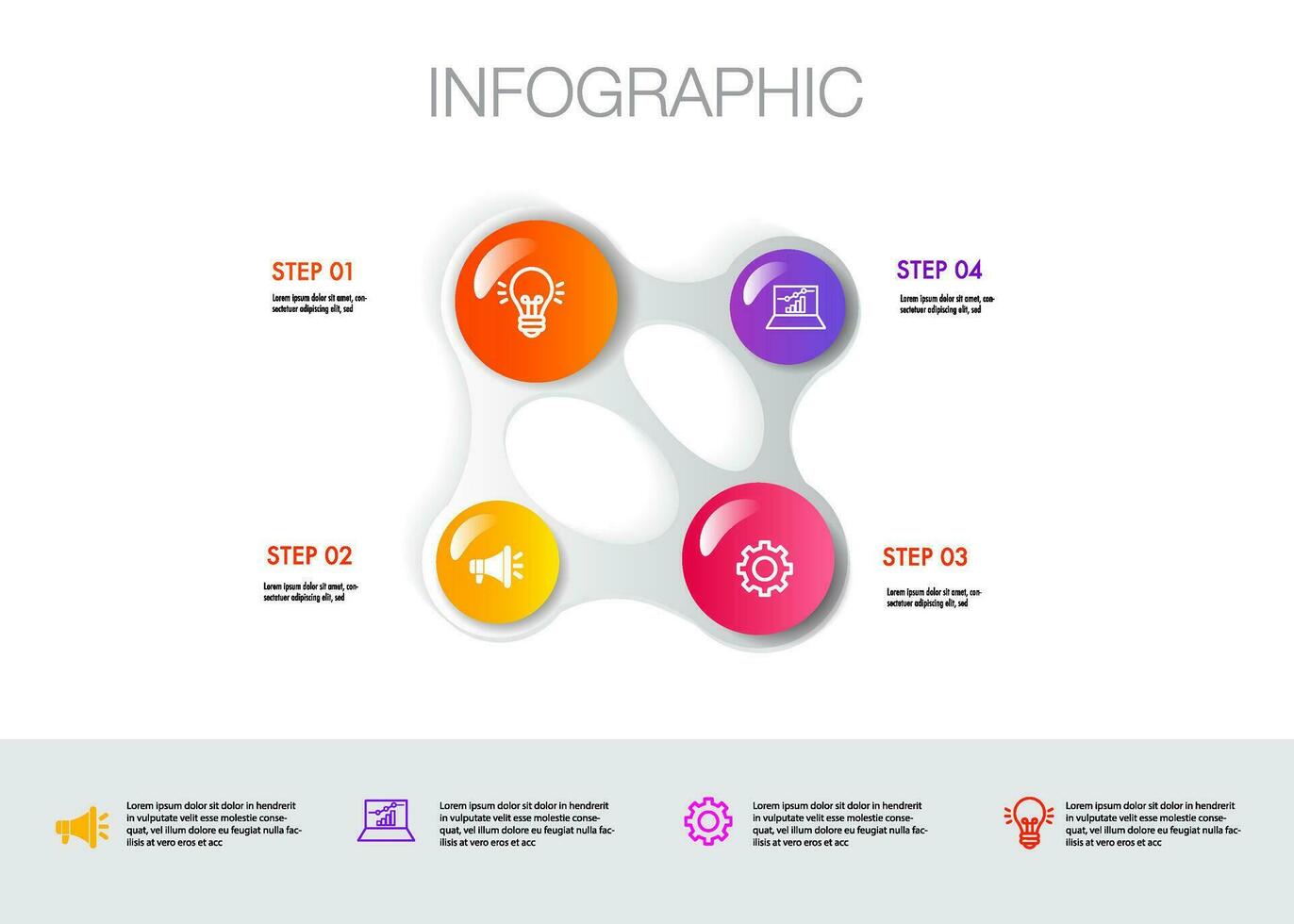 infografía modelo 4 4 paso análisis para márketing lata aplicar diagrama marco de referencia visión, moderno paso cronograma infografia diseño vector y presentación negocio