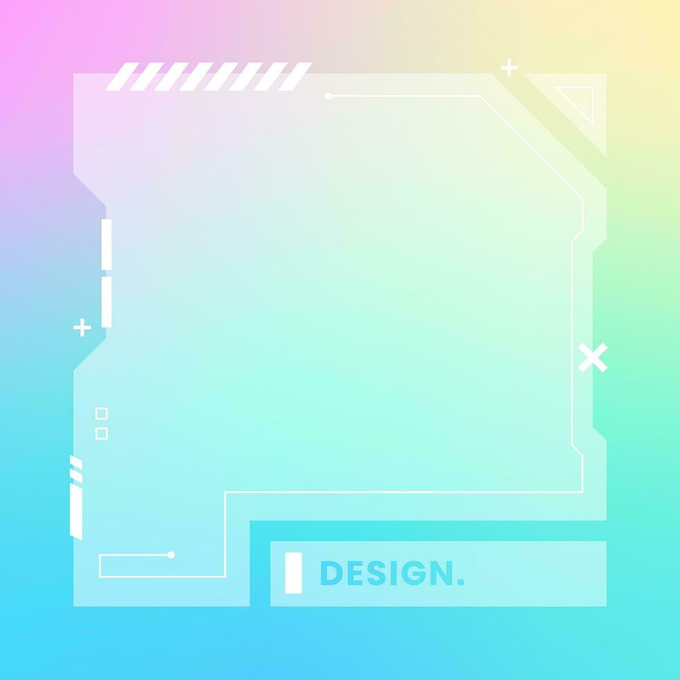 Futuristic square gradient background. Social media frame vector illustration.