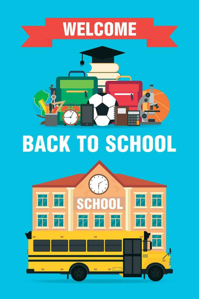 Welcome back to school with school bus vector