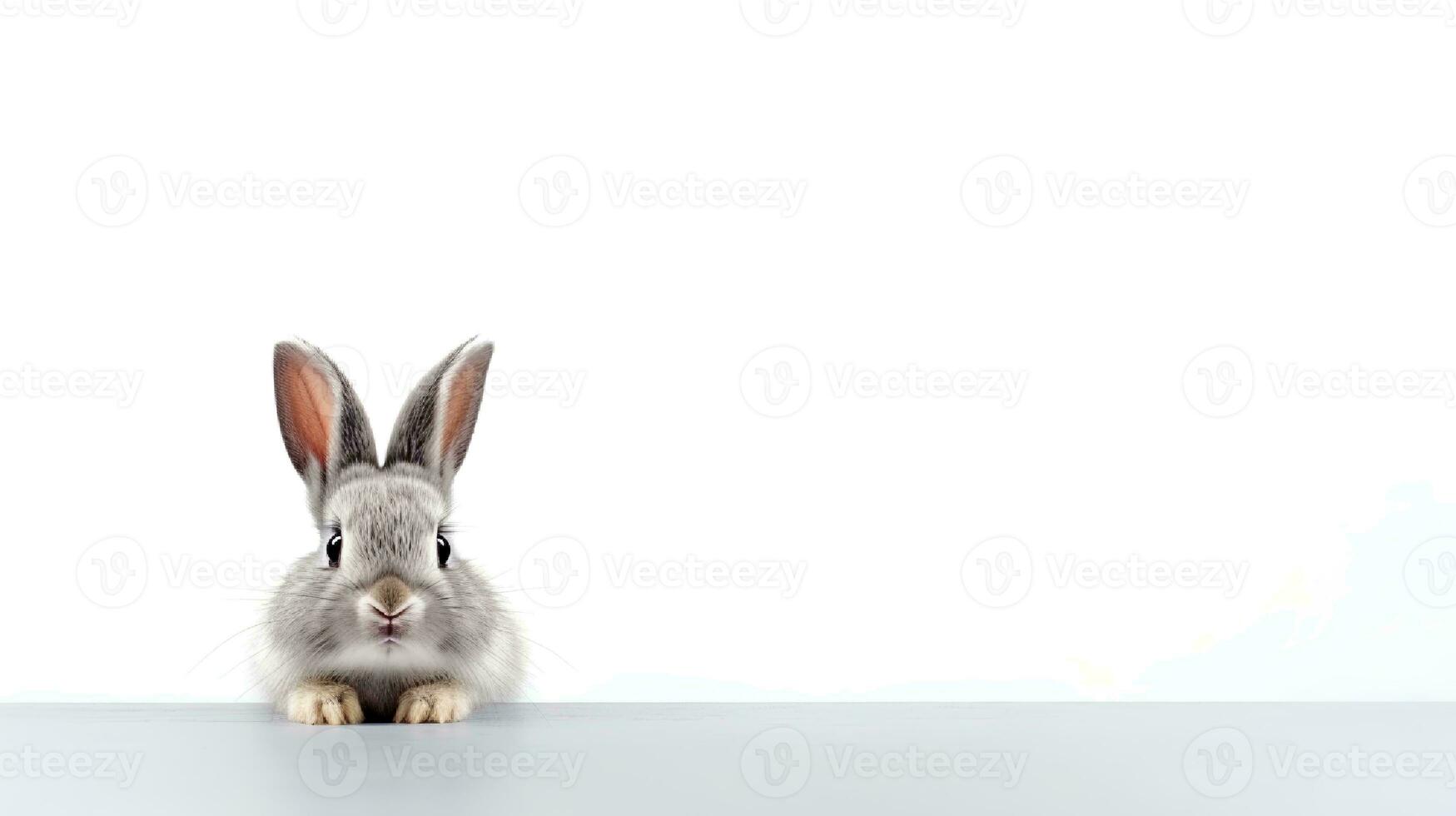 Photo of a rabbit on white background. Generative AI
