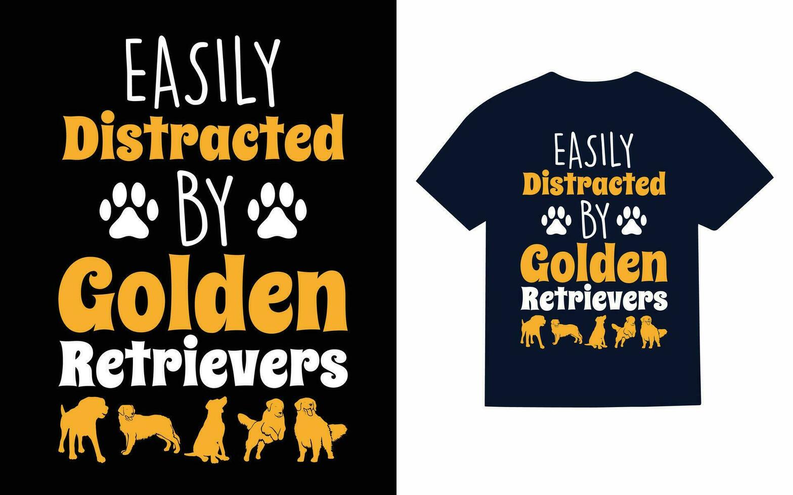 Golden Retriever Dog Typography T-Shirt Design Vector