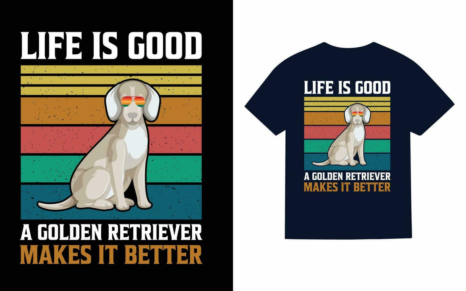 Golden Retriever Dog Typography T-Shirt Design Vector