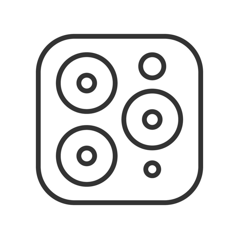 Flat Triple Camera Lens Line Style Icon Vector Illustration