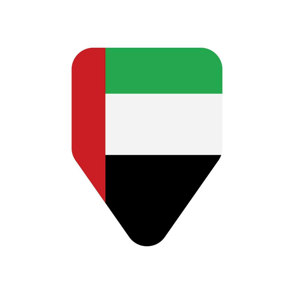 United Arab Emirates flag in the shape of a rounded shield. Vector. vector