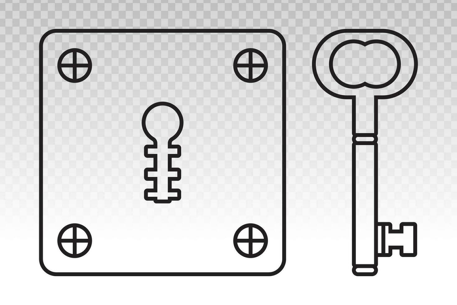 Vintage door keyhole access line art vector icon for apps and websites