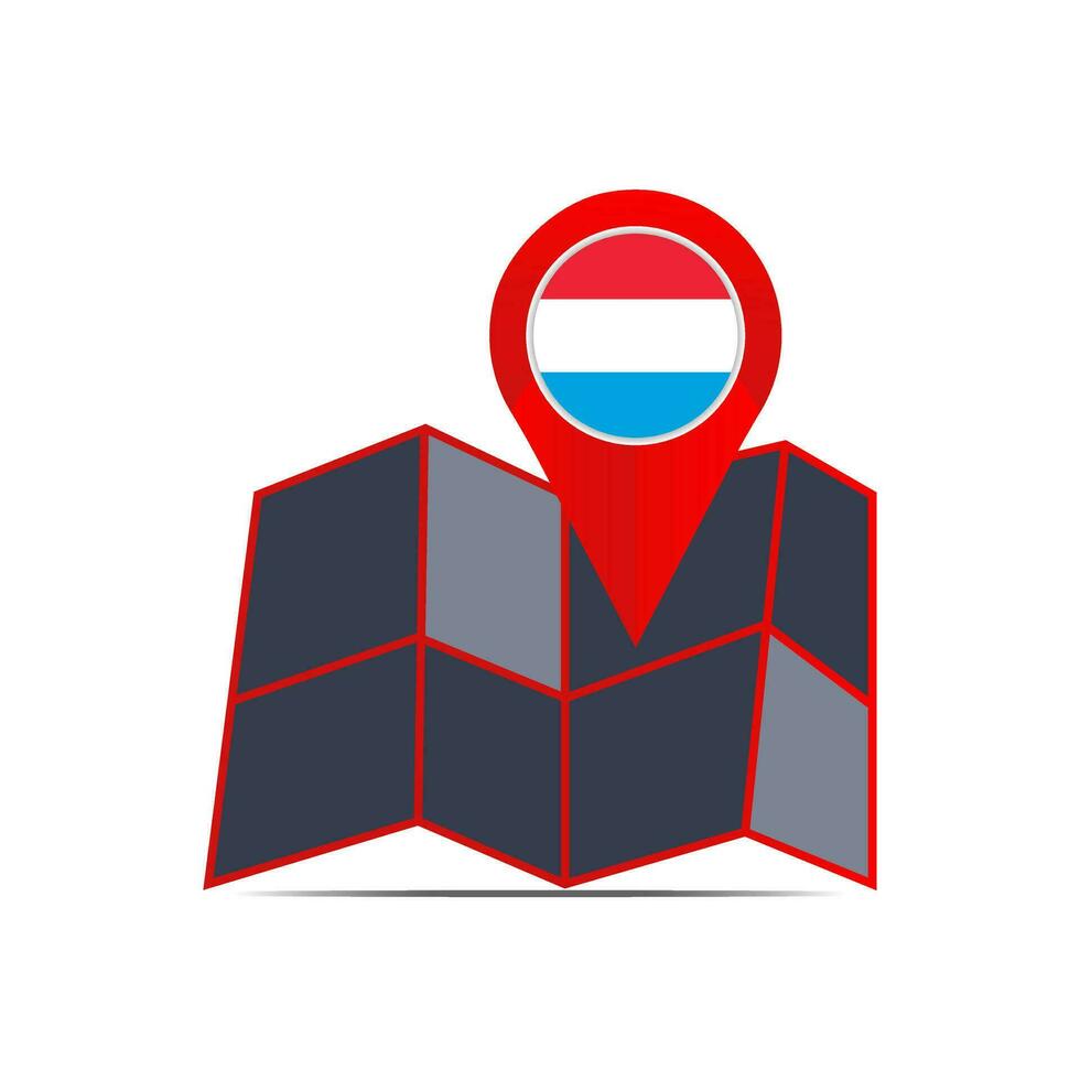 Luxembourg map icon with country flags vector