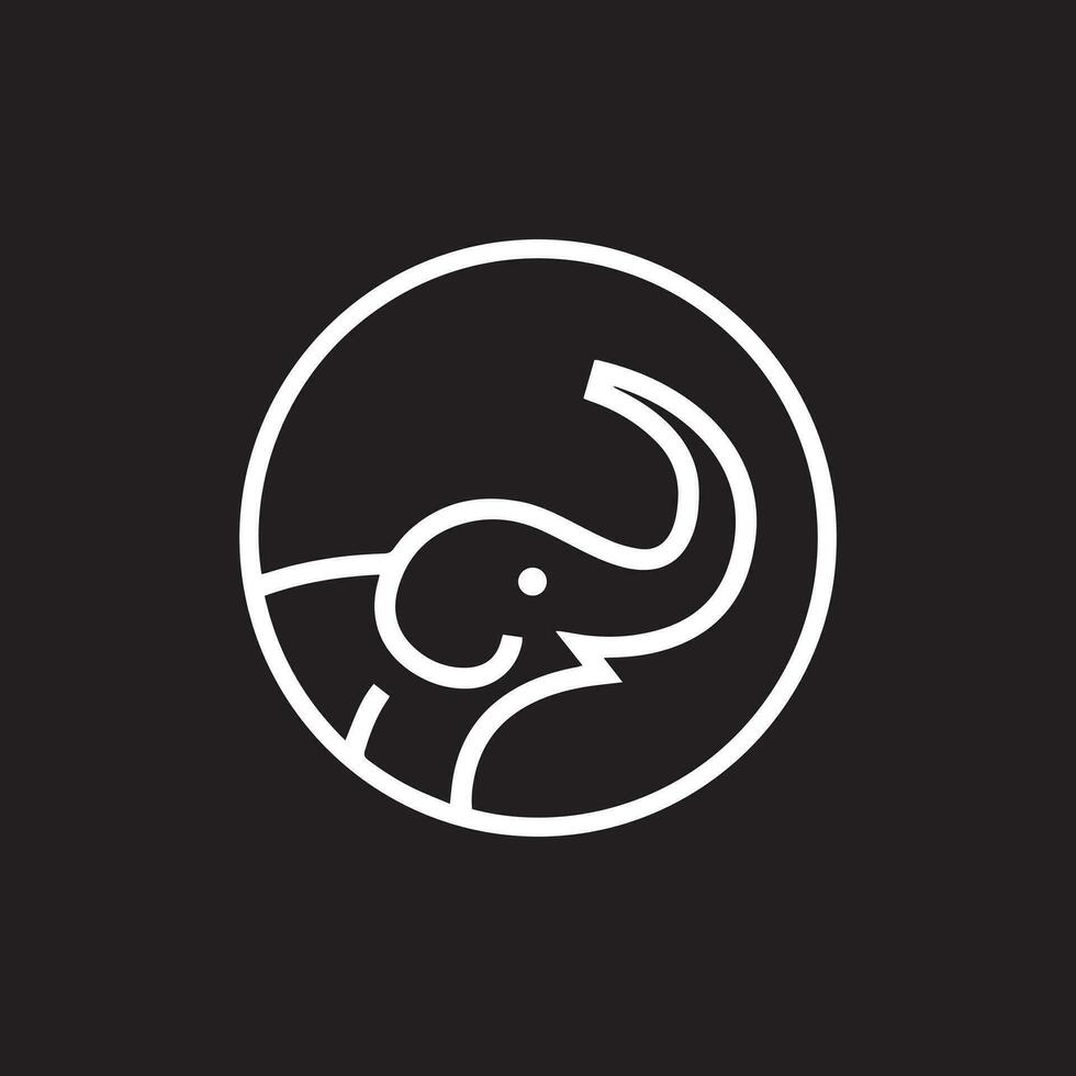 Elegant and Minimalist Elephant Emblem. The logo features an elegant and simplistic illustration of an elephant, encapsulated within a circular frame. vector