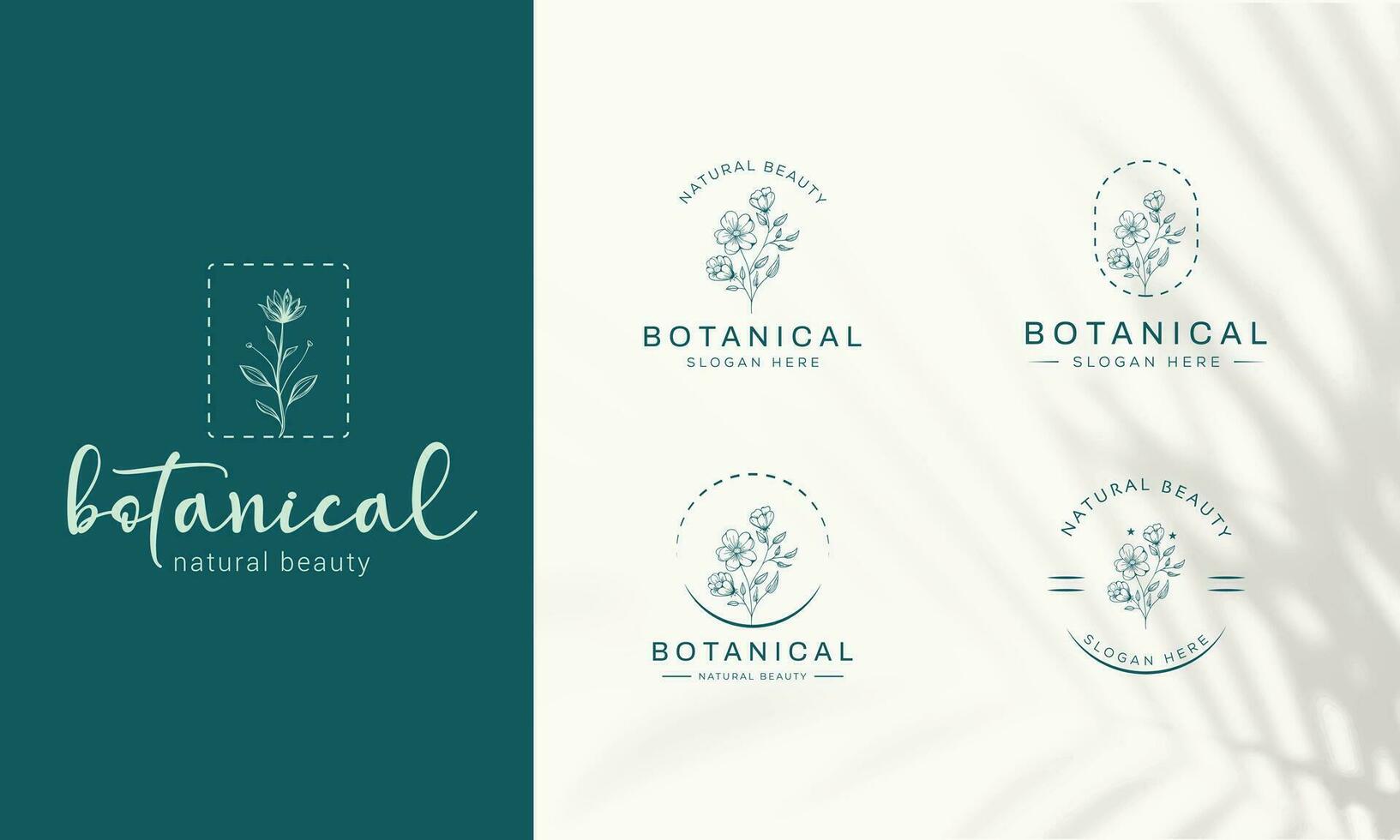 Floral Element Hand Drawn Botanical Logo With Wild Flower vector