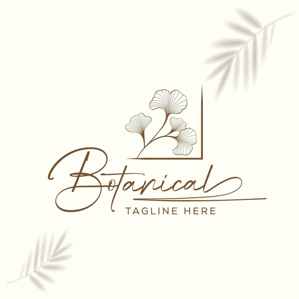 Floral Element Hand Drawn Botanical Logo With Wild Flower vector