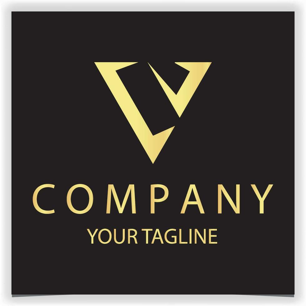 luxury gold letter CV CJ initial triangle logo icon premium elegant template vector eps 10