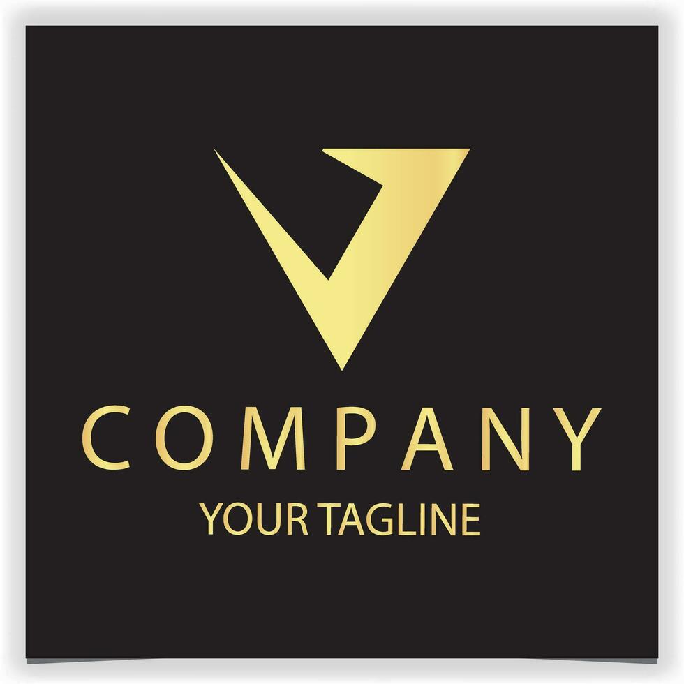 luxury gold letter V J initial triangle logo icon premium elegant template vector eps 10
