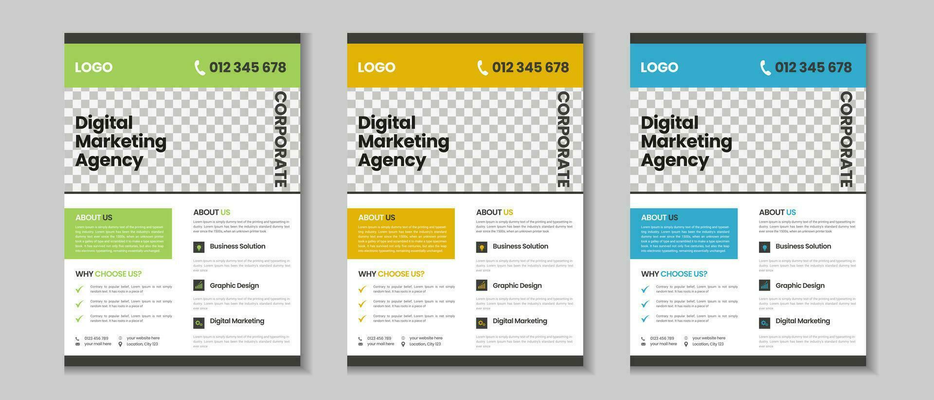 Colorful corporate and business flyer collection, corporate poster, flyer bundle, mega set brochure, annual report, proposal, leaflet, company profile, marketing poster and a4 layout with mockup vector