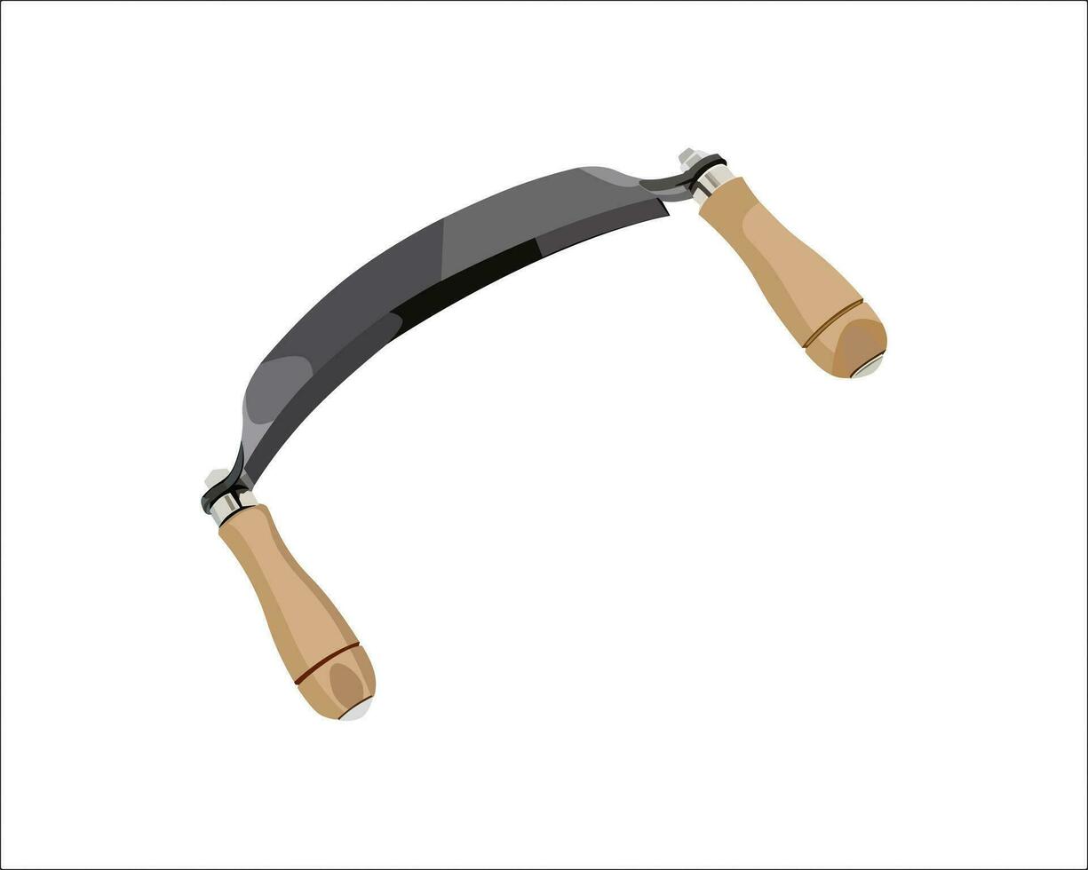Vector Illustration Curved Draw Knife Shave Tool Woodworking Debarking Hand Tool Carving isolated on white background. Carpentry tools.