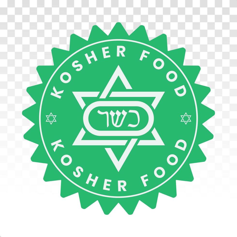 Green kosher certification foods stamp, label, sticker or flat icons for apps or websites vector