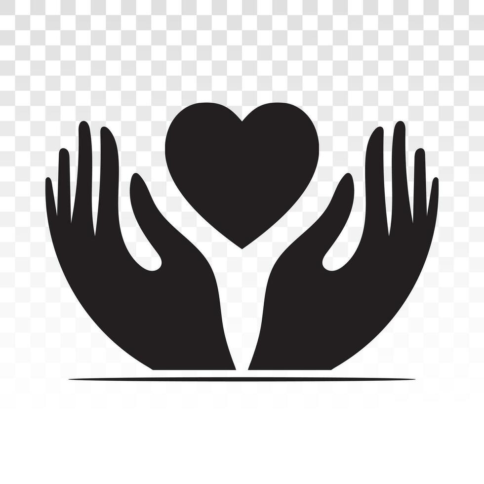 hand holding heart flat icon for healthcare apps and website vector