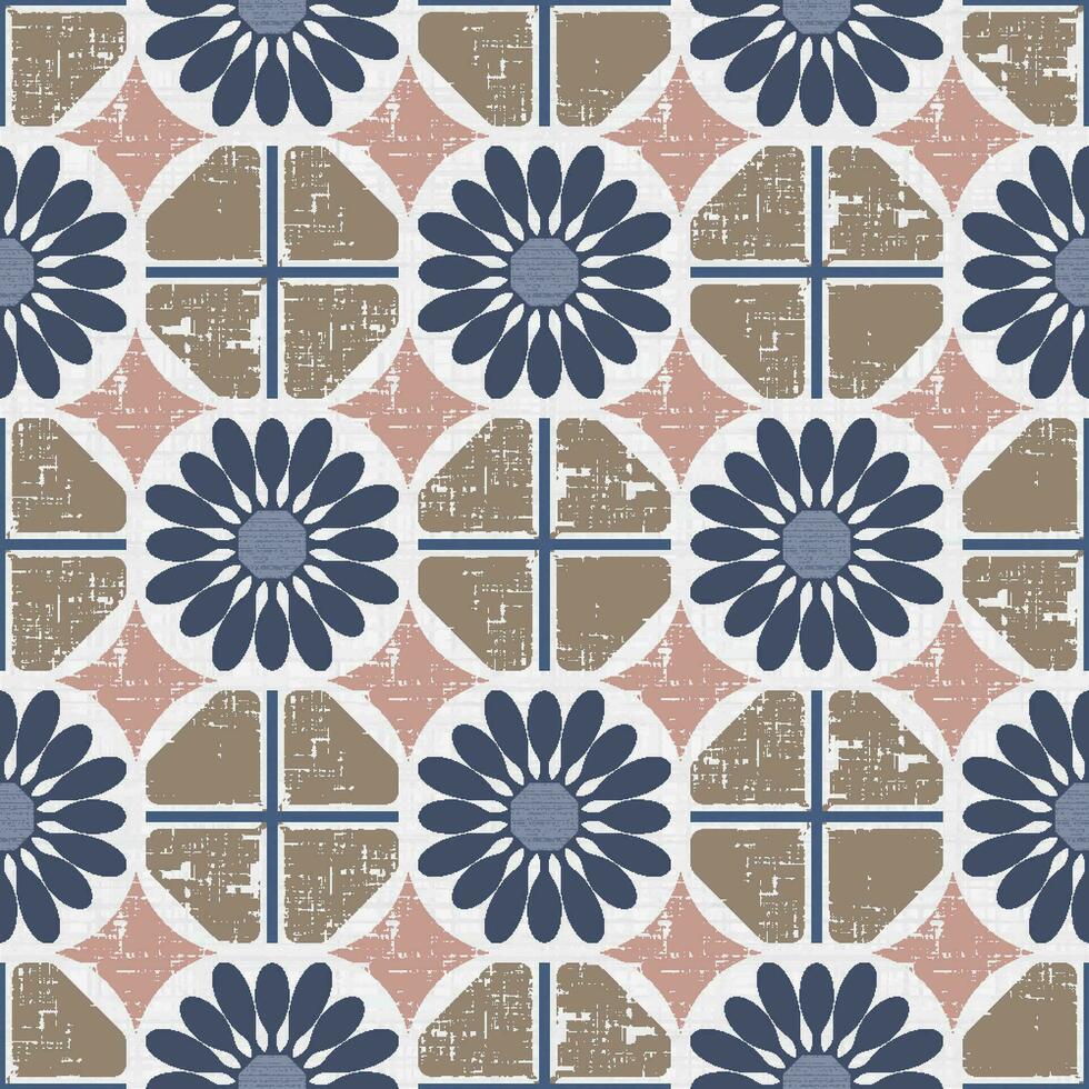 Seamless Octagonal flower Bloom fabric Wallpaper vector