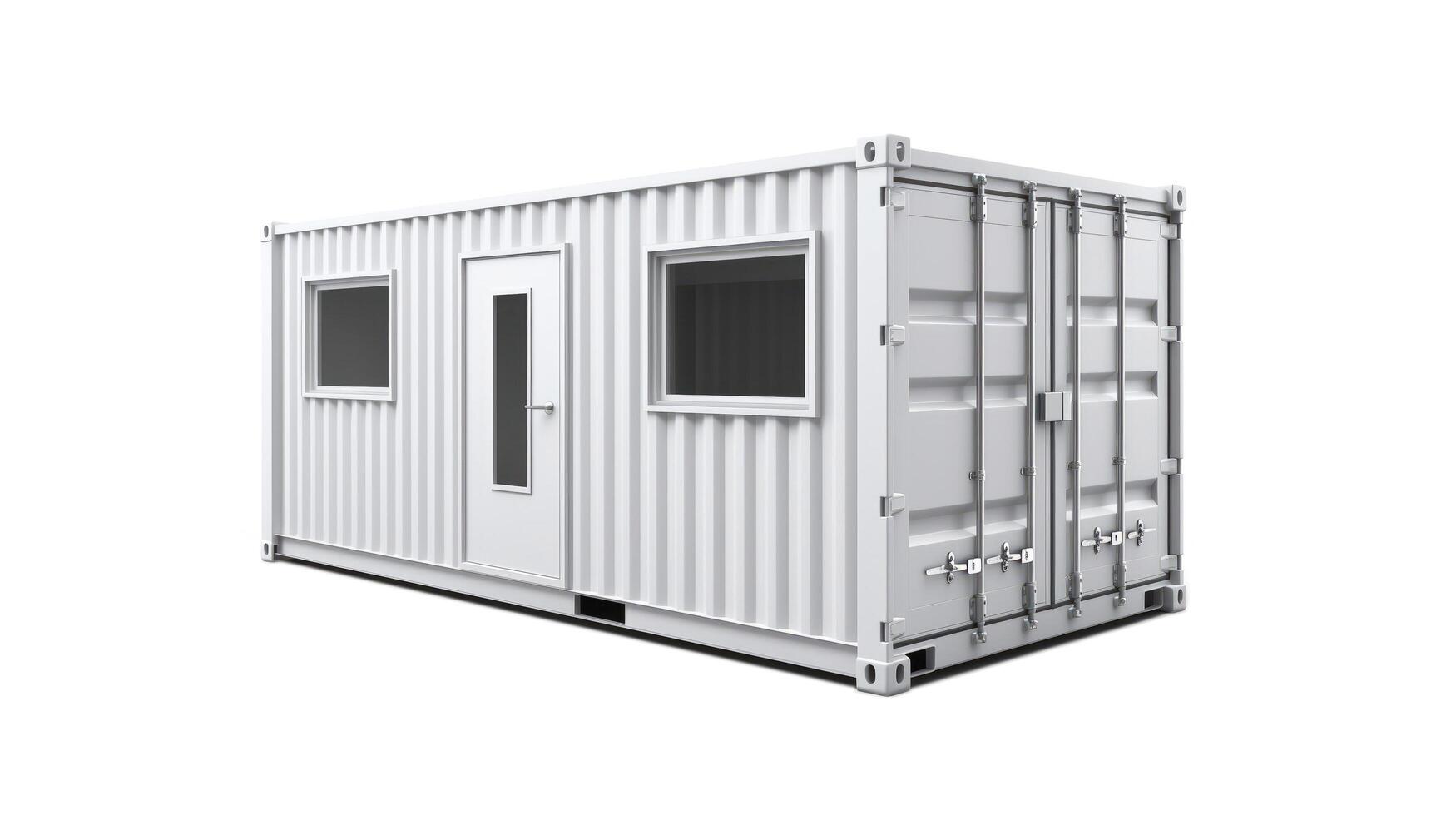 Mobile office buildings or container site office for construction site. Shipping container. Portable house and office cabins, illustration photo