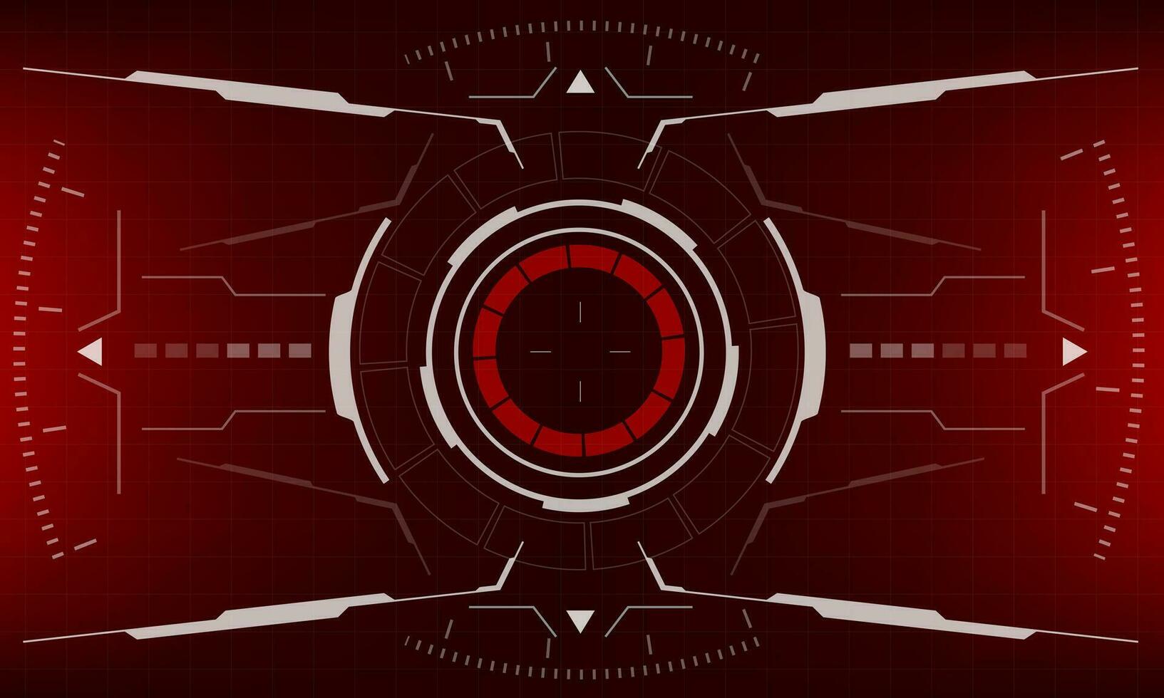 HUD sci-fi interface red screen view design virtual reality futuristic technology display vector