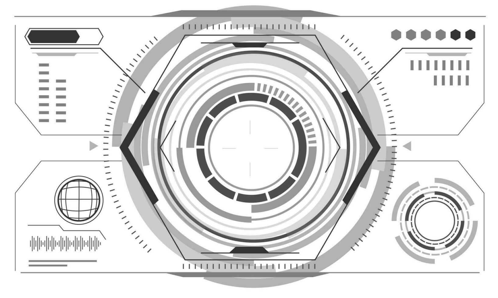 hud ciencia ficción interfaz pantalla monocromo ver diseño virtual realidad futurista tecnología monitor vector