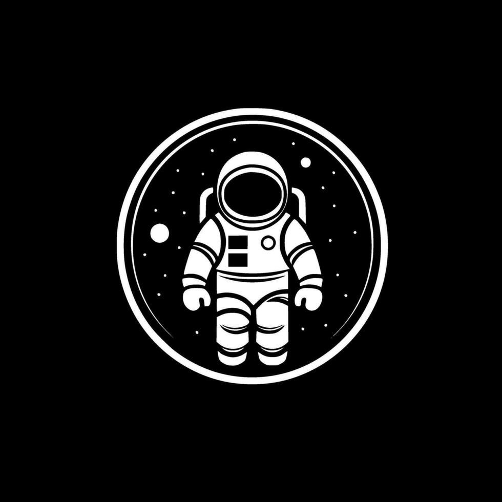 astronauta - negro y blanco aislado icono - vector ilustración