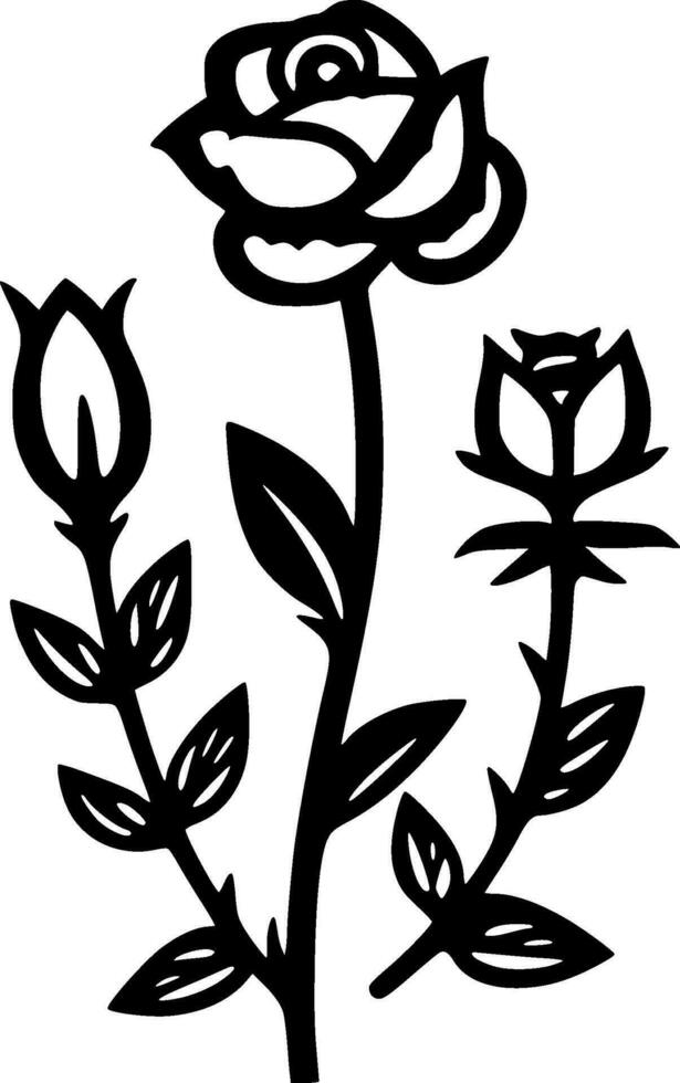 Flowers - Black and White Isolated Icon - Vector illustration