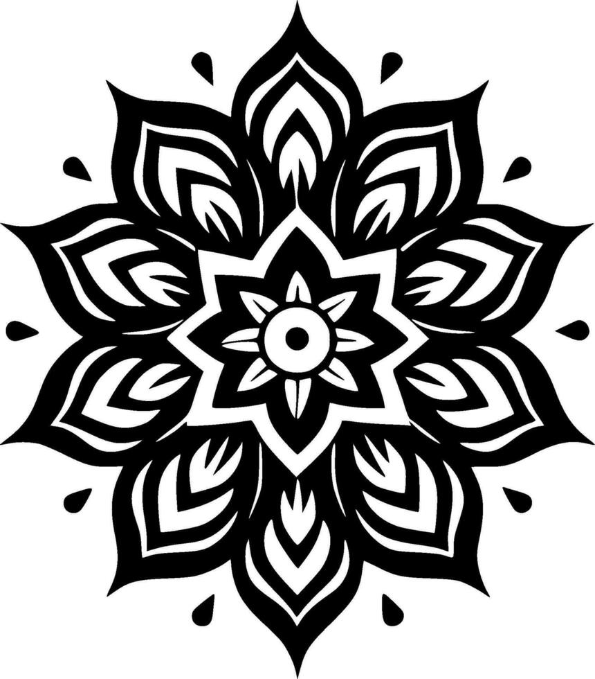Mandala, Black and White Vector illustration