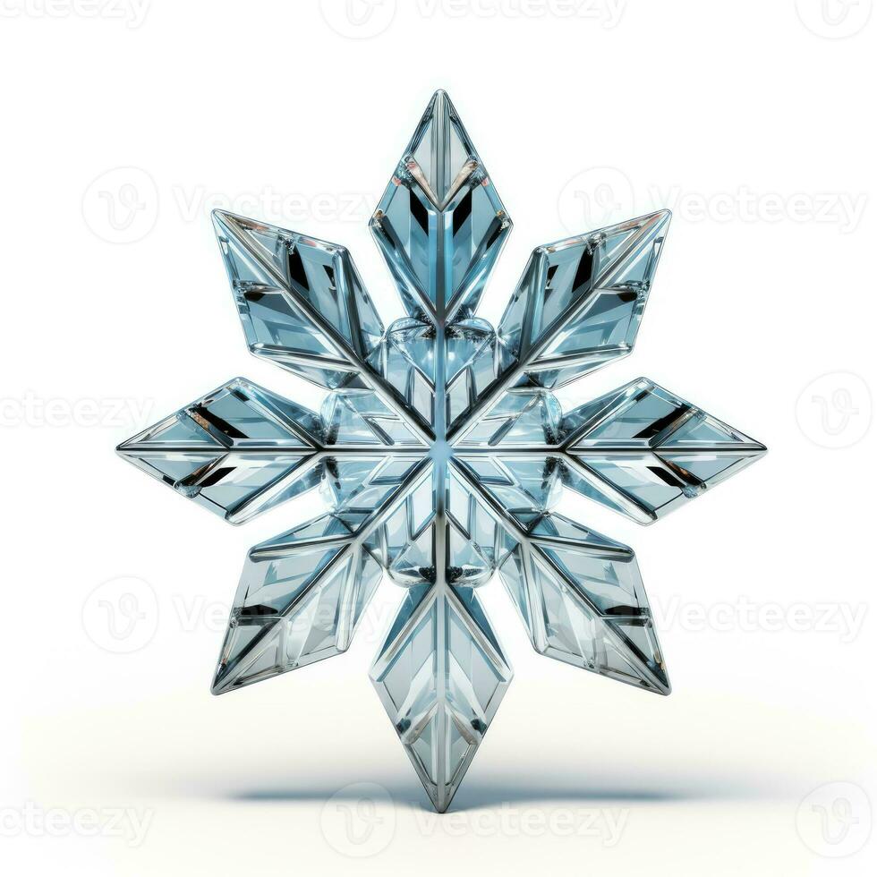 Glistening Christmas tree crystal snowflake isolated on white background photo