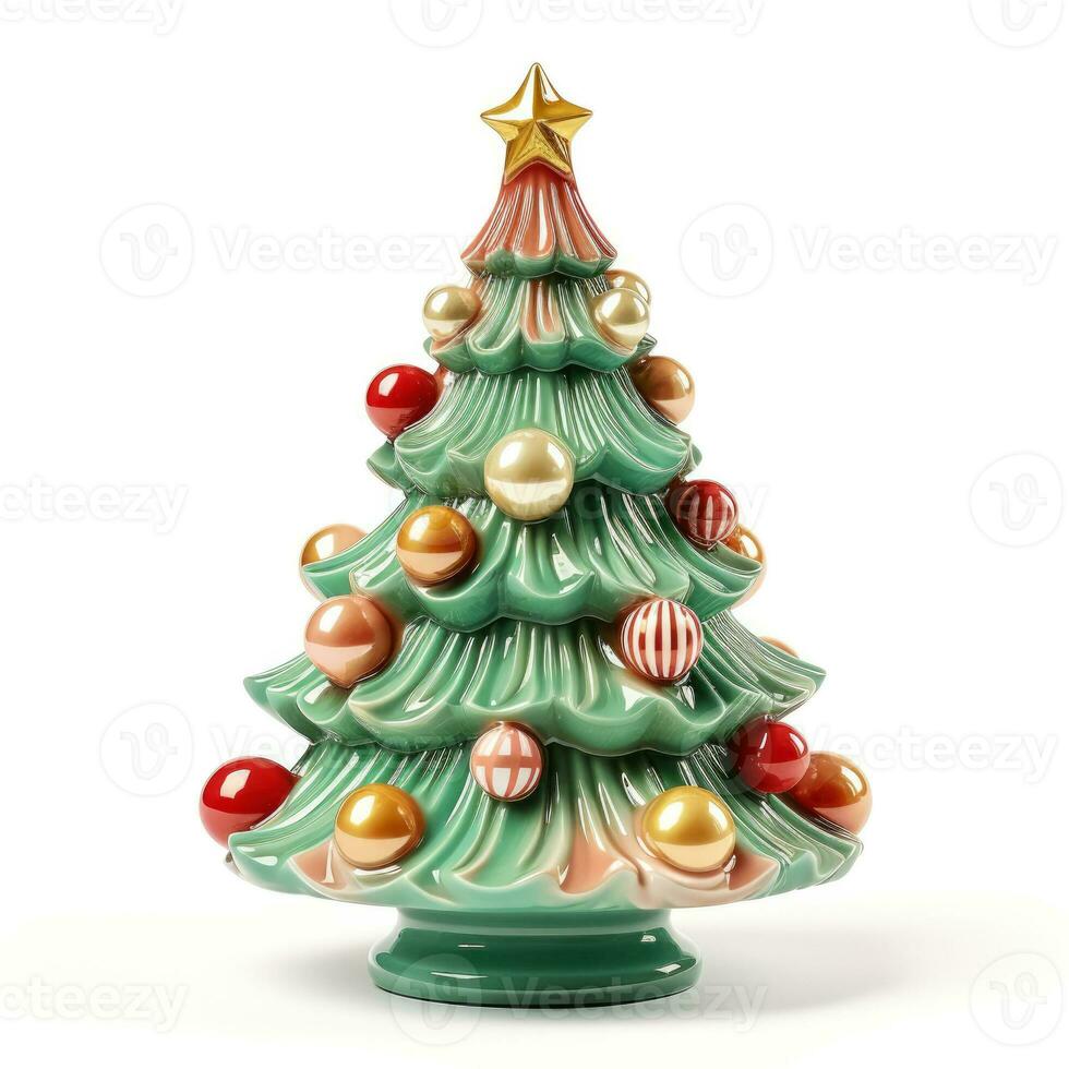 Nostalgic Christmas tree vintage toy ornament isolated on white background photo