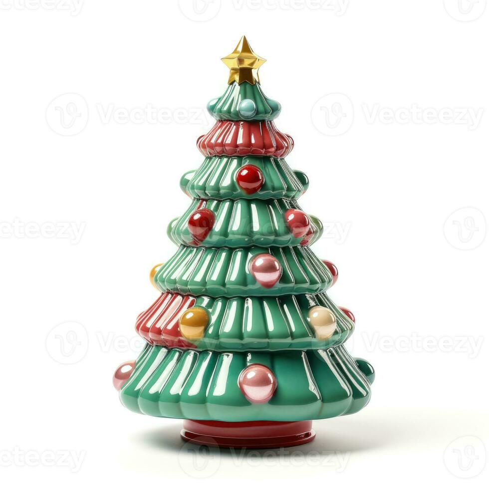 Nostalgic Christmas tree vintage toy ornament isolated on white background photo