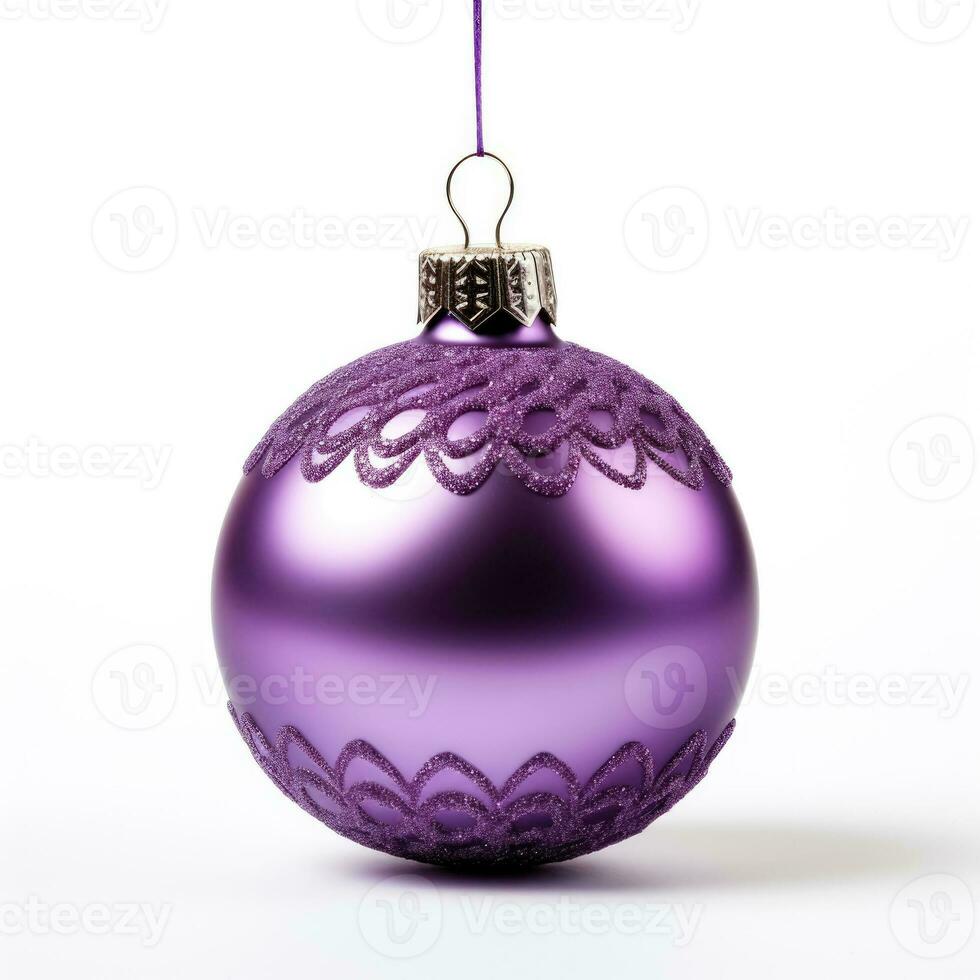 Purple Christmas tree ornament isolated on white background photo