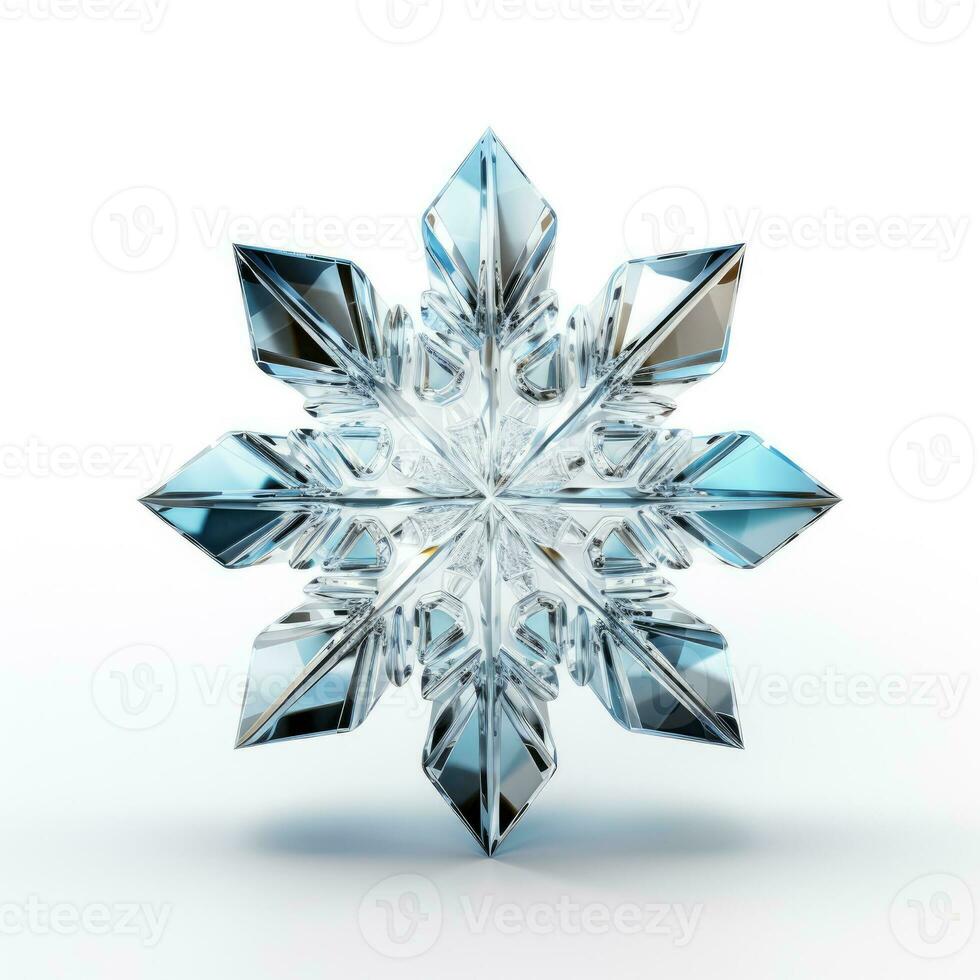 Glistening Christmas tree crystal snowflake isolated on white background photo