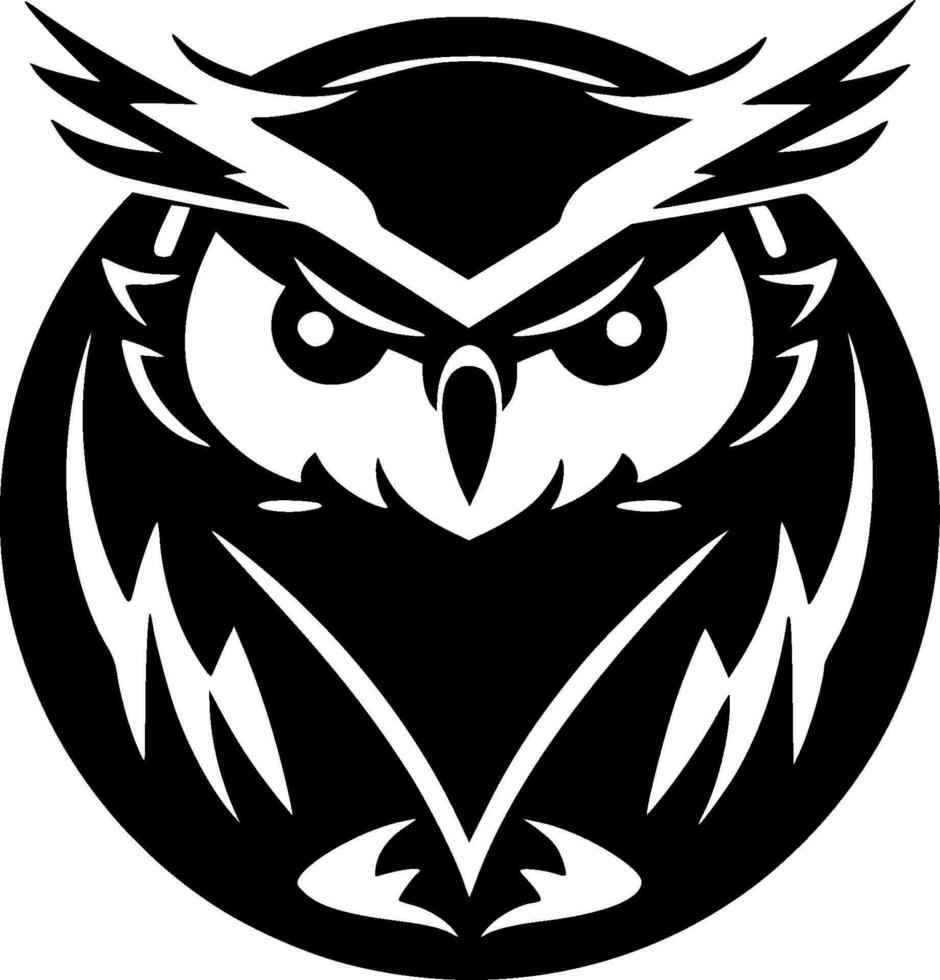 Owl - Black and White Isolated Icon - Vector illustration