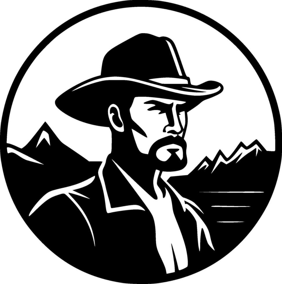 Western - Black and White Isolated Icon - Vector illustration