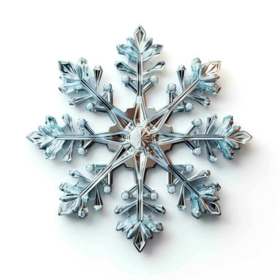 Glistening Christmas tree crystal snowflake isolated on white background photo